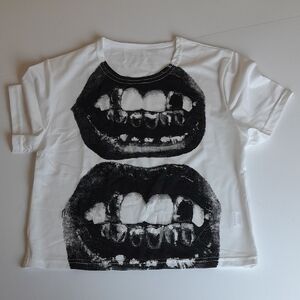 Women's Graphic Baby Tee - White & Black